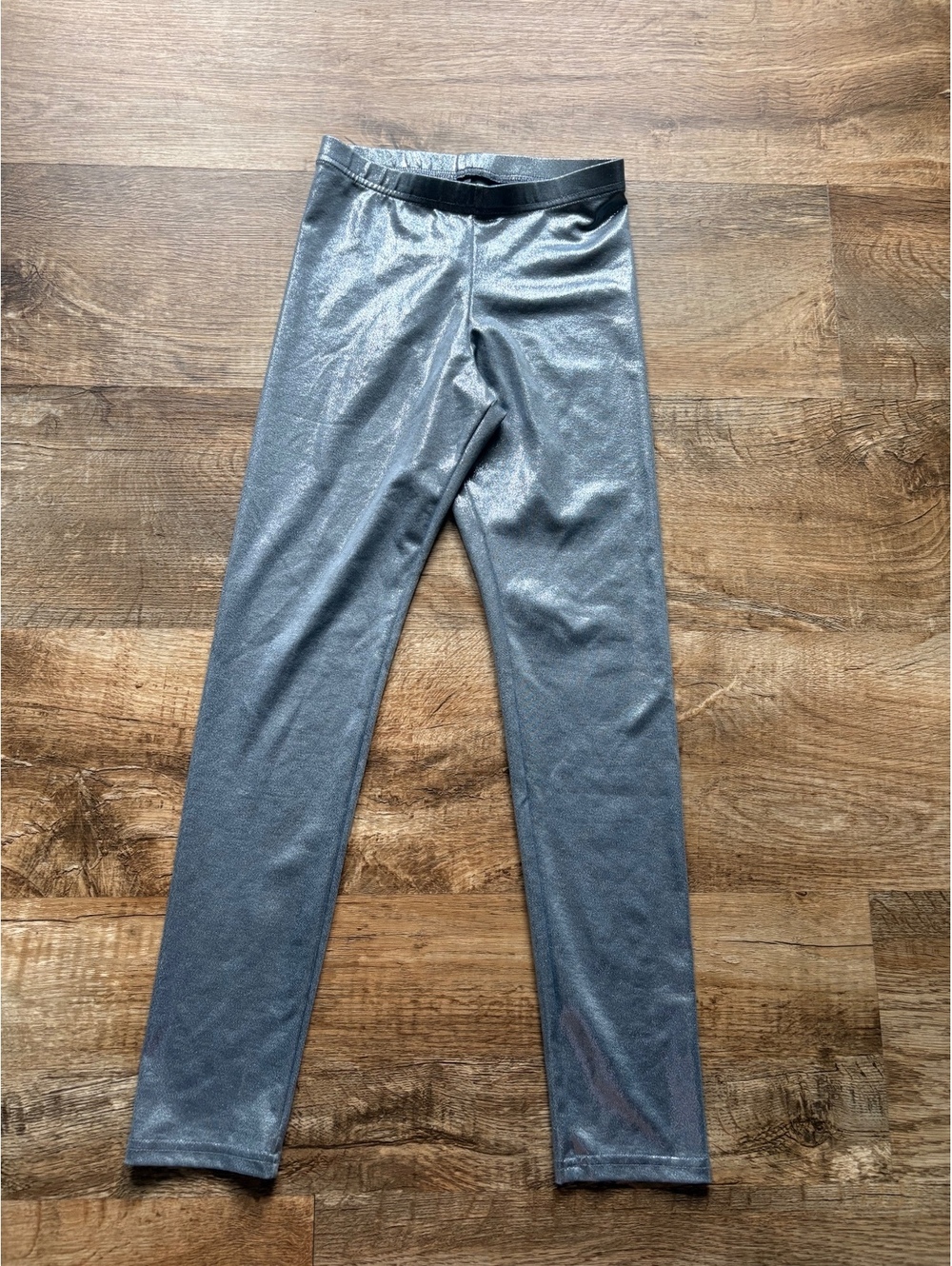 Old Navy Girls' Large (10-12) Light Blue Shiny Silver Leggings